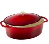 Oval Cast-Iron Dutch Oven Kitchen Cookware w/ Enamel - 7.5qt - Thumbnail 1