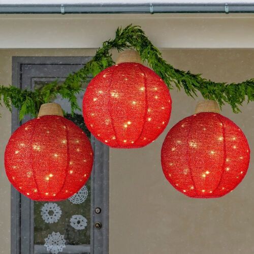 3-Piece Hanging Pop-Up Ornaments Outdoor Christmas Decor, LED Lights - Lot 283