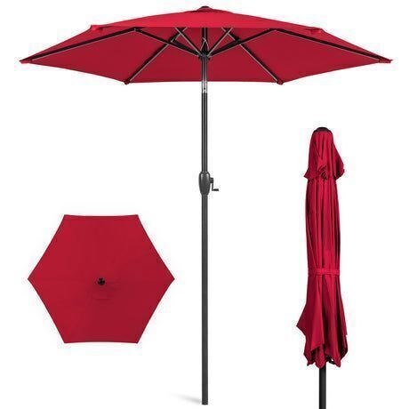 Outdoor Market Patio Umbrella w/ Push Button Tilt, Crank Lift - 7.5ft - Lot 322