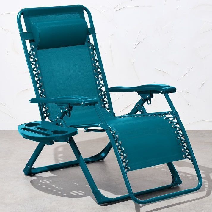 Monochromatic Zero Gravity Patio Chair Recliner w/ Side Tray, Headrest - Image 1 - Lot 325