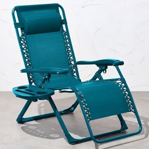 Monochromatic Zero Gravity Patio Chair Recliner w/ Side Tray, Headrest - Lot 325