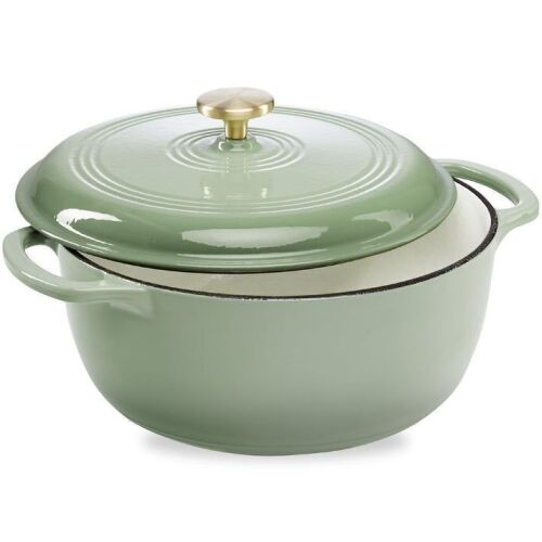 Cast-Iron Dutch Oven Kitchen Cookware w/ Enamel, Handles - 6qt - Lot 329