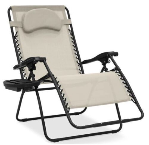 Oversized Reclining Zero Gravity Chair Lounger w/ Cup Holder, Pillow - Lot 330