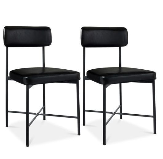 Dining Chair Set of 2, Faux Leather, Standard Height, Metal Frame - Image 1 - Lot 337