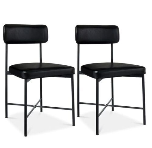 Dining Chair Set of 2, Faux Leather, Standard Height, Metal Frame - Lot 337