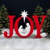 3-Piece Christmas JOY Nativity Yard Decoration w/ Ground Stakes - 46in - Thumbnail 1