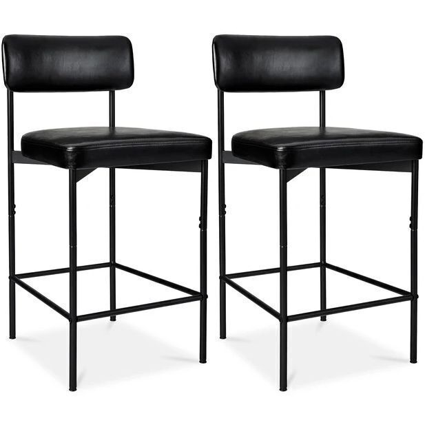 Set of 2 Armless Counter Height Bar Stools, Modern PU Faux Leather Stools - Image 1 - Lot 354