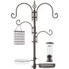 4-Hook Bird Feeding Station, Steel Feeder Stand w/ 2 Bird Feeders - 91in - Thumbnail 1