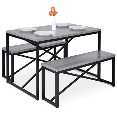 3-Piece Bench Style Dining Furniture Set w/ 2 Benches, Table - 45.5in - Lot 366