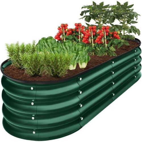 Outdoor Raised Metal Oval Garden Bed, Planter Box - 4x2x1ft - Lot 367