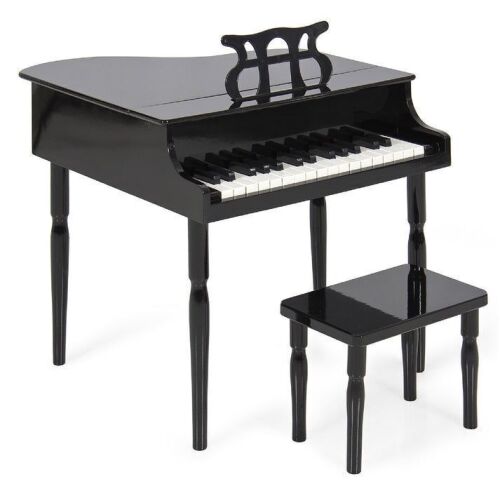 Kids Mini Wooden Grand Piano w/ Lid, Bench, Music Rack - Lot 370