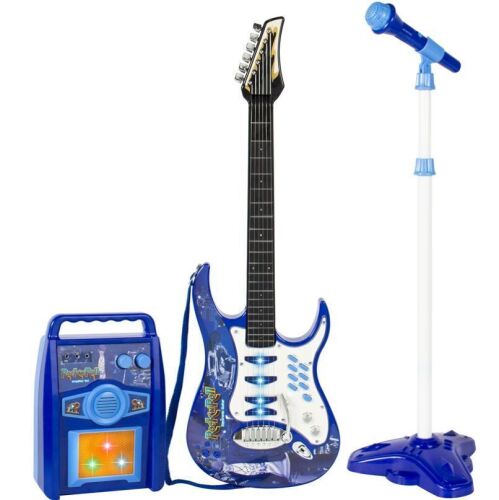 Kids Electric Guitar Toy Play Set w/ 6 Songs, Microphone, Amp - Lot 379