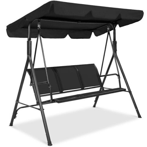 2-Seater Outdoor Canopy Swing Glider Bench w/ Textilene Fabric, Steel Frame - Lot 383