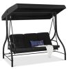 3-Seat Outdoor Canopy Swing Glider Furniture w/ Converting Flatbed Backrest - Thumbnail 1