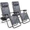 Set of 2 Adjustable Zero Gravity Patio Chair Recliners w/ Cup Holders - Thumbnail 1