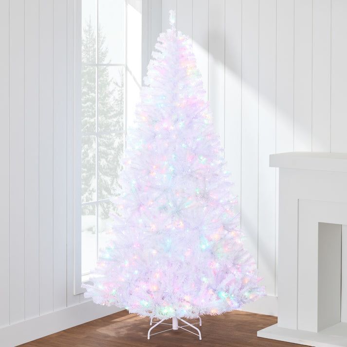 6' Pre-Lit Hinged Artificial White Pine Christmas Tree w/ Multicolor Lights - Image 1 - Lot 441