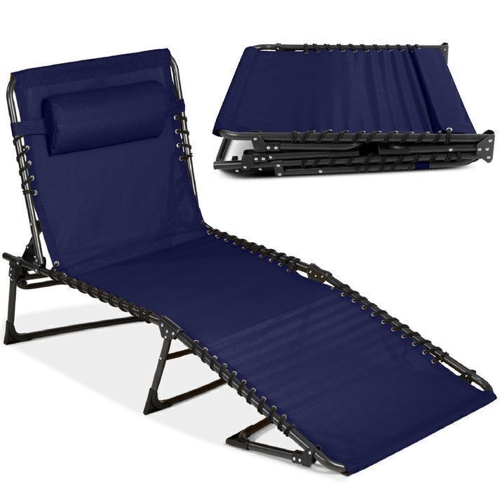 Portable Patio Chaise Lounge Chair Outdoor Recliner w/ Pillow - Image 1 - Lot 468