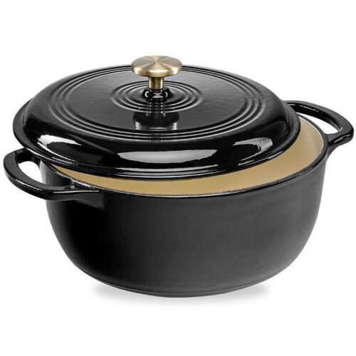 Cast-Iron Dutch Oven Kitchen Cookware w/ Enamel, Handles - 6qt - Lot 472
