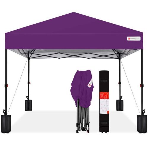 One-Person Setup Instant Pop Up Canopy w/ Case, 4 Weight Bags - 12x12ft - Lot 480