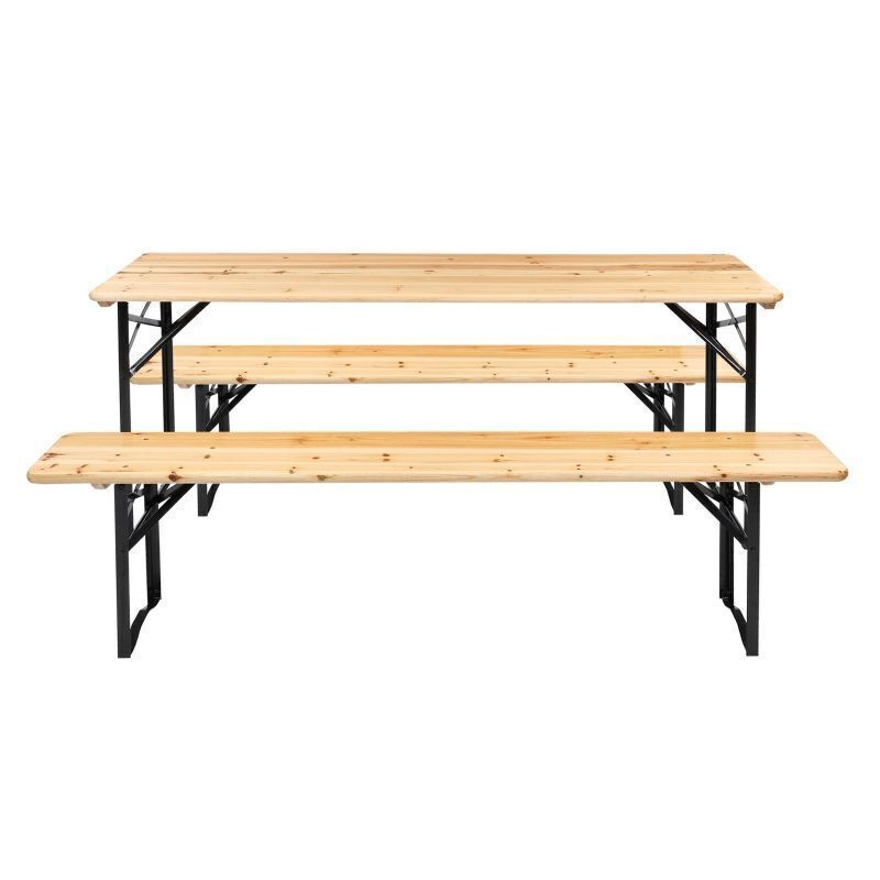 6' Wooden Outdoor Folding Patio Picnic Table & Bench Set - Image 1 - Lot 502