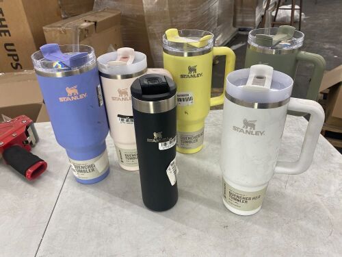 Lot of (6) Stanley Cups - Scuffed, Dented, 1 Missing Handle, 2 Missing Straw - Lot 513
