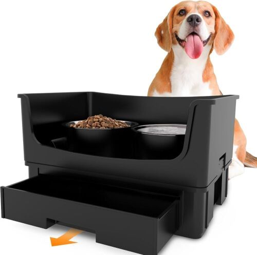 HIKINGO Mess Proof Raised Dog Bowls, Medium - Lot 519