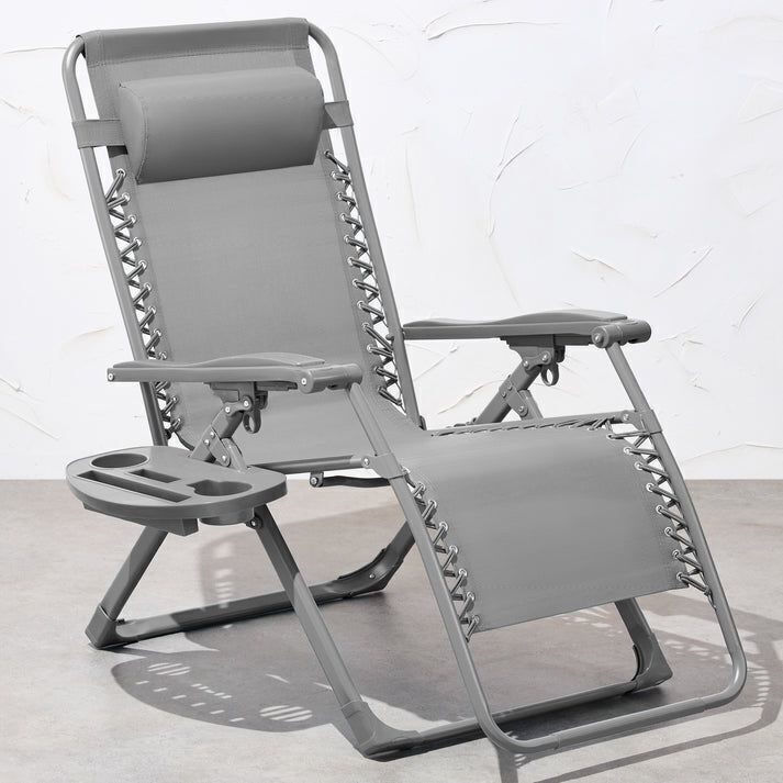 Monochromatic Zero Gravity Patio Chair Recliner w/ Side Tray, Headrest - Image 1 - Lot 522