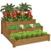 3-Tier Raised Fir Wood Garden Bed Planter w/ Stackable & Flat Setup - Thumbnail 1
