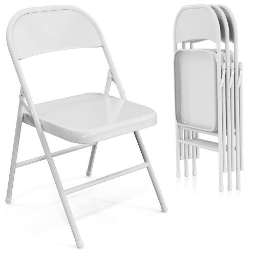 VINGLI Portable Folding Chairs 350lbs All Steel Metal Frame Stackable, 4 Pack - Lot 541