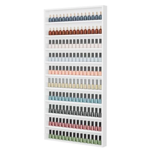 OmySalon 10 Layers Wall Mount Nail Polish Organizer Rack w/Acrylic Baffle - Lot 544