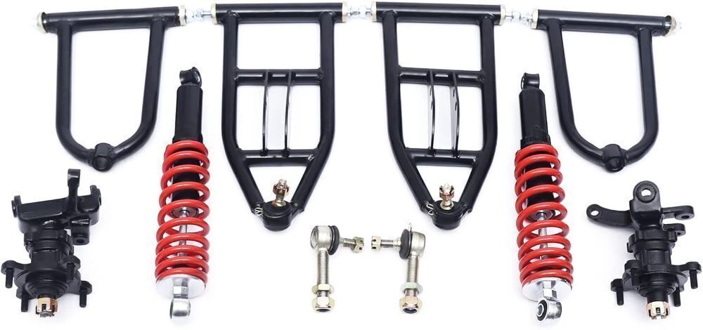 Suspension Swing Arm Assembly Metal Upper/Lower Steering Knuckle Spindle Suspension+Shock for ATV Go Kart 340mm - Image 1 - Lot 545