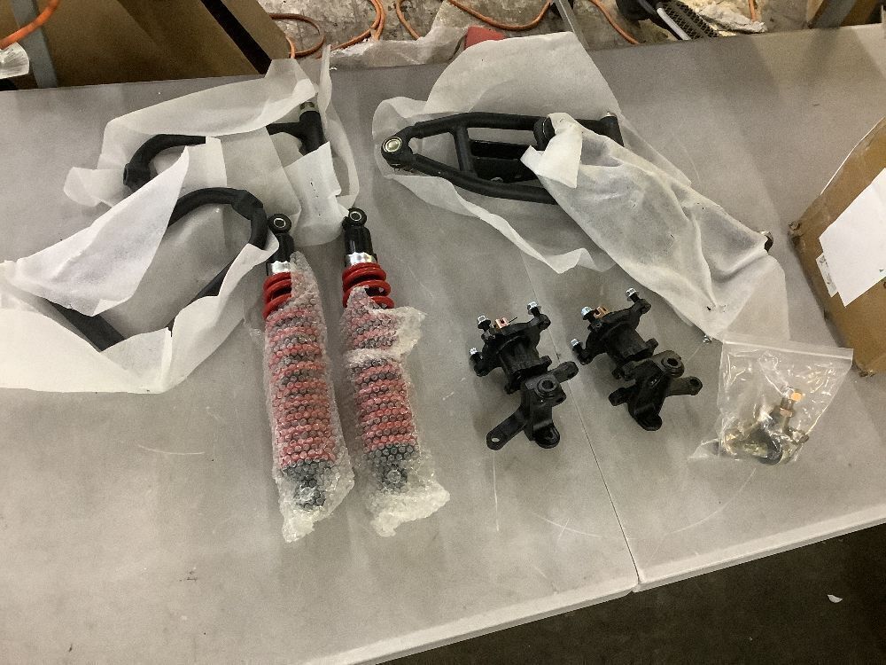 Suspension Swing Arm Assembly Metal Upper/Lower Steering Knuckle Spindle Suspension+Shock for ATV Go Kart 340mm - Image 2 - Lot 545