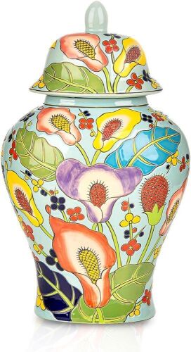 Sungmor Decorative Ceramic Ginger Jar with Lid 14" - Lot 546