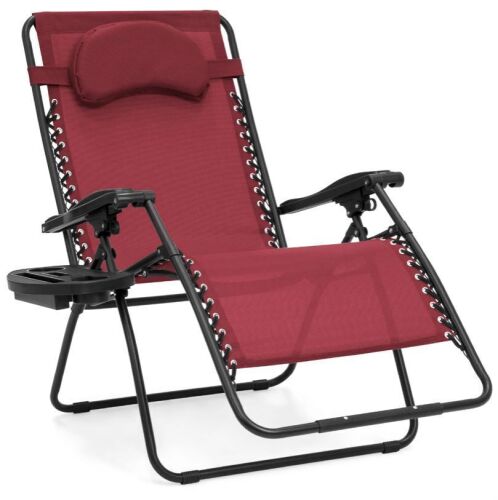 Oversized Reclining Zero Gravity Chair Lounger w/ Cup Holder, Pillow - Lot 569