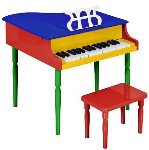 Kids Mini Wooden Grand Piano w/ Lid, Bench, Music Rack - Lot 570