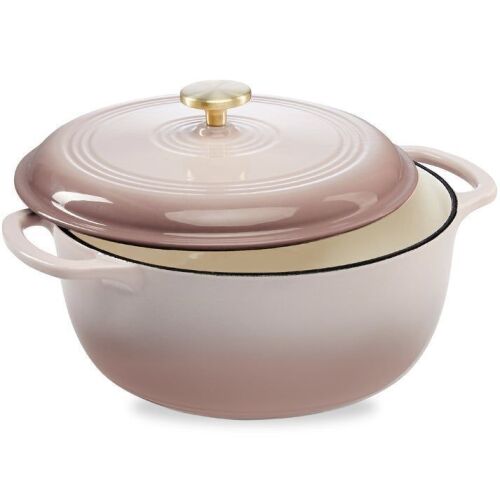 Cast-Iron Dutch Oven Kitchen Cookware w/ Enamel, Handles - 6qt - Lot 586