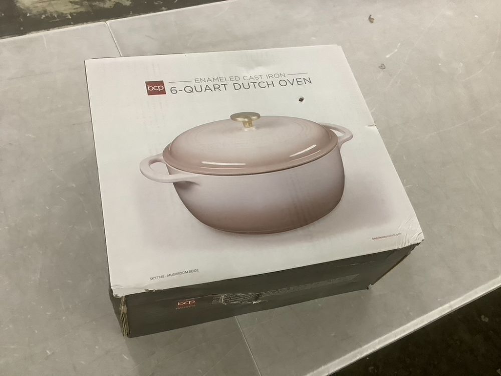 Cast-Iron Dutch Oven Kitchen Cookware w/ Enamel, Handles - 6qt - Image 2 - Lot 586