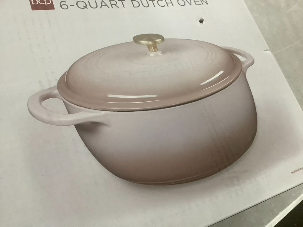 Cast-Iron Dutch Oven Kitchen Cookware w/ Enamel, Handles - 6qt - Image 4 - Lot 586