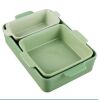 3PC Ceramic Bakeware Set Casserole, Loaf, Square Dishes w/ Handles - Thumbnail 1