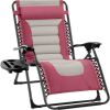 Oversized Padded Zero Gravity Chair, Folding Recliner w/ Headrest, Side Tray - Thumbnail 1