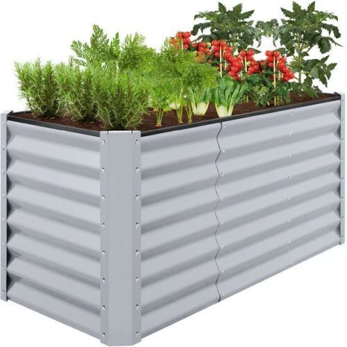 Outdoor Raised Metal Garden Bed for Vegetables, Flowers, Herbs - 4x2x2ft - Lot 622