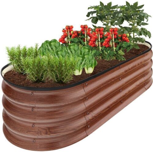 Outdoor Raised Metal Oval Garden Bed, Planter Box - 4x2x1ft - Lot 627