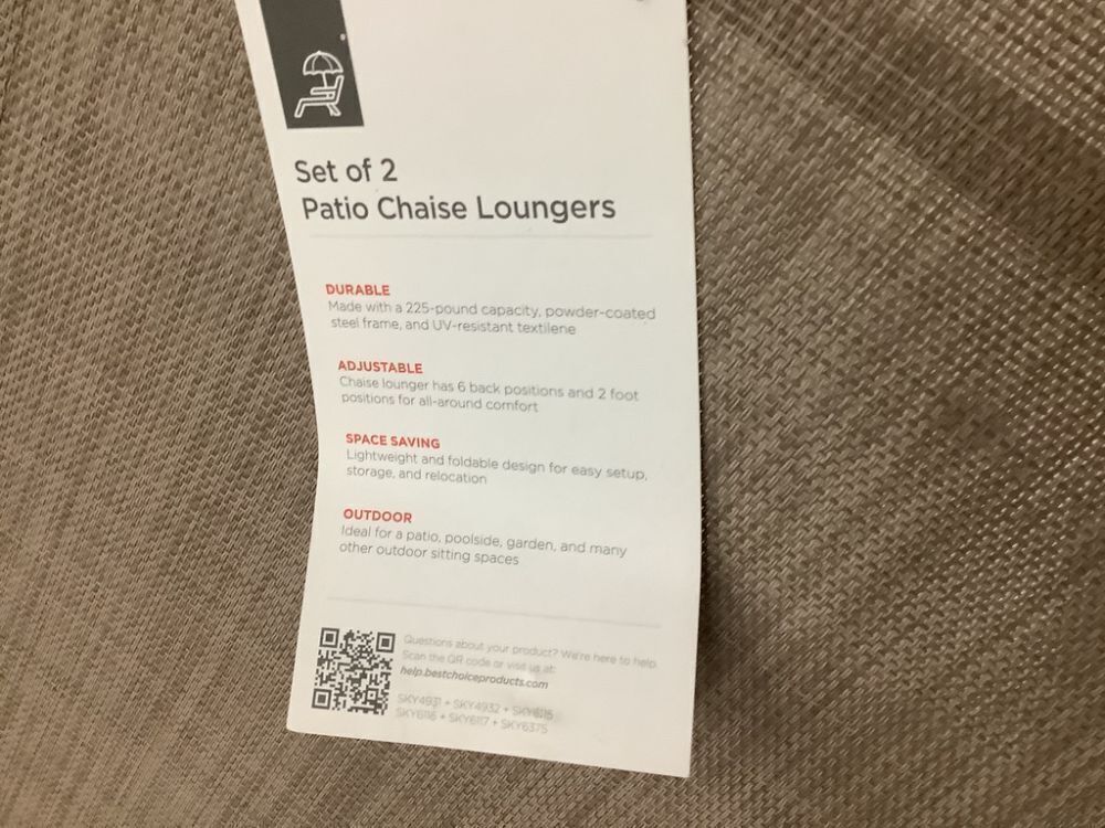 Outdoor Patio Chaise Recliner Lounge Chair w/ Rust-Resistant Frame - Image 3 - Lot 635