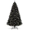 12' Pre-Lit Artificial Black Christmas Tree w/ Incandescent Lights, Metal Stand - Thumbnail 1