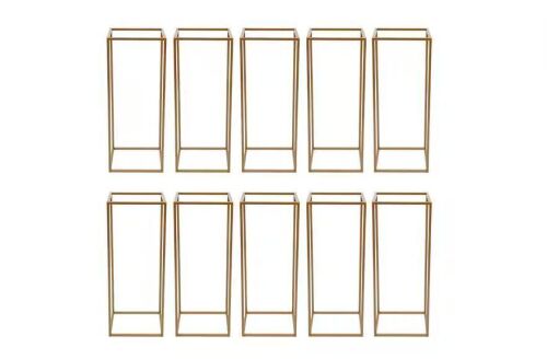 23.6 in. Tall Indoor/Outdoor Gold Metal Column Flower Stands, 10 pc - Lot 655