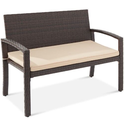 2-Person Wicker Porch Bench for Outdoor, Garden w/ 700lb Capacity - 47in - Lot 664