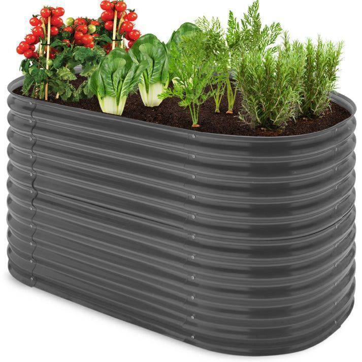 Raised Oval Garden Bed, Customizable Elevated Outdoor Metal Planter - 63in - Image 1 - Lot 667