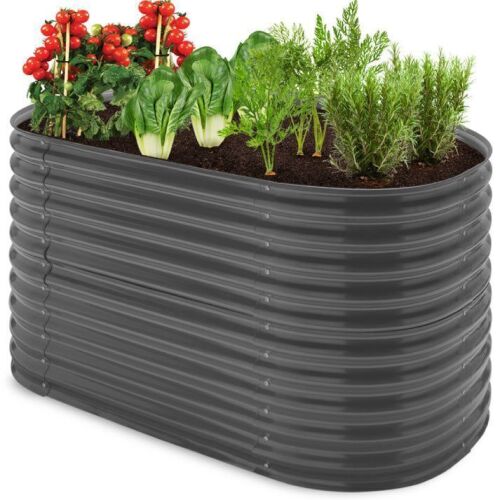 Raised Oval Garden Bed, Customizable Elevated Outdoor Metal Planter - 63in - Lot 667