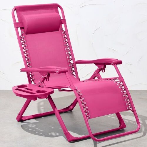 Monochromatic Zero Gravity Patio Chair Recliner w/ Side Tray, Headrest - Lot 674