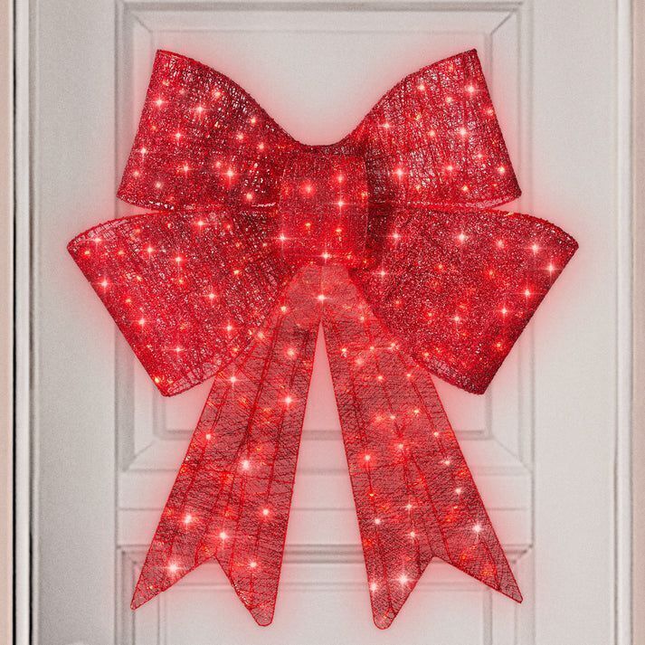 24" Pre-Lit Large Christmas Bow Decoration, Holiday Decor w/ 8 Functions - Image 1 - Lot 675